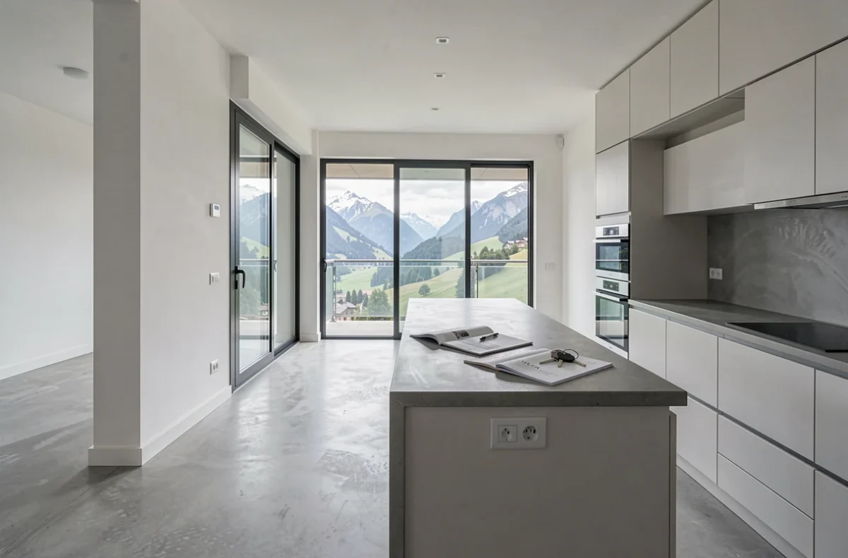 Appartement moderne à vendre à Andorre-la-Vieille avec vue sur les montagnes et intérieur minimaliste contemporain