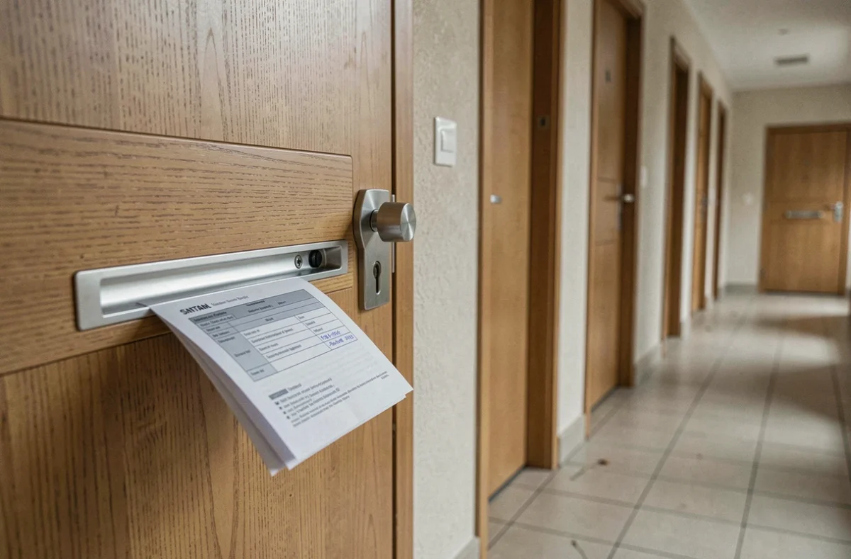 Boîte aux lettres d'appartement avec document d'assurance habitation Ethias reçu