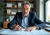 Garantie décennale : qui en assure la gestion ? Manager de construction en réunion avec plans architecturaux