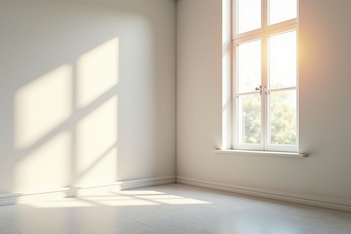 Coin interieur renové avec murs en plâtre lisses et joint parfait