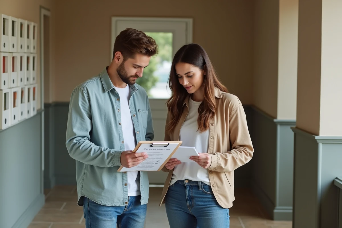 Couple vérifiant les documents nécessaires pour un dossier de logement social Cileo