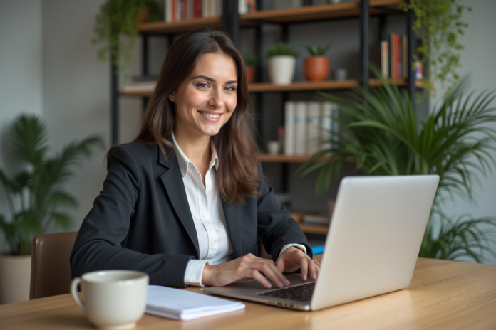 Femme concentrée travaillant sur ses finances à la maison
