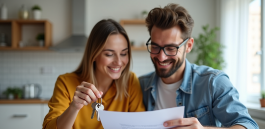 Récupérer la garantie de loyer : nos astuces simples et efficaces pour récupérer votre dépôt Jeune couple souriant avec clés et argent pour location