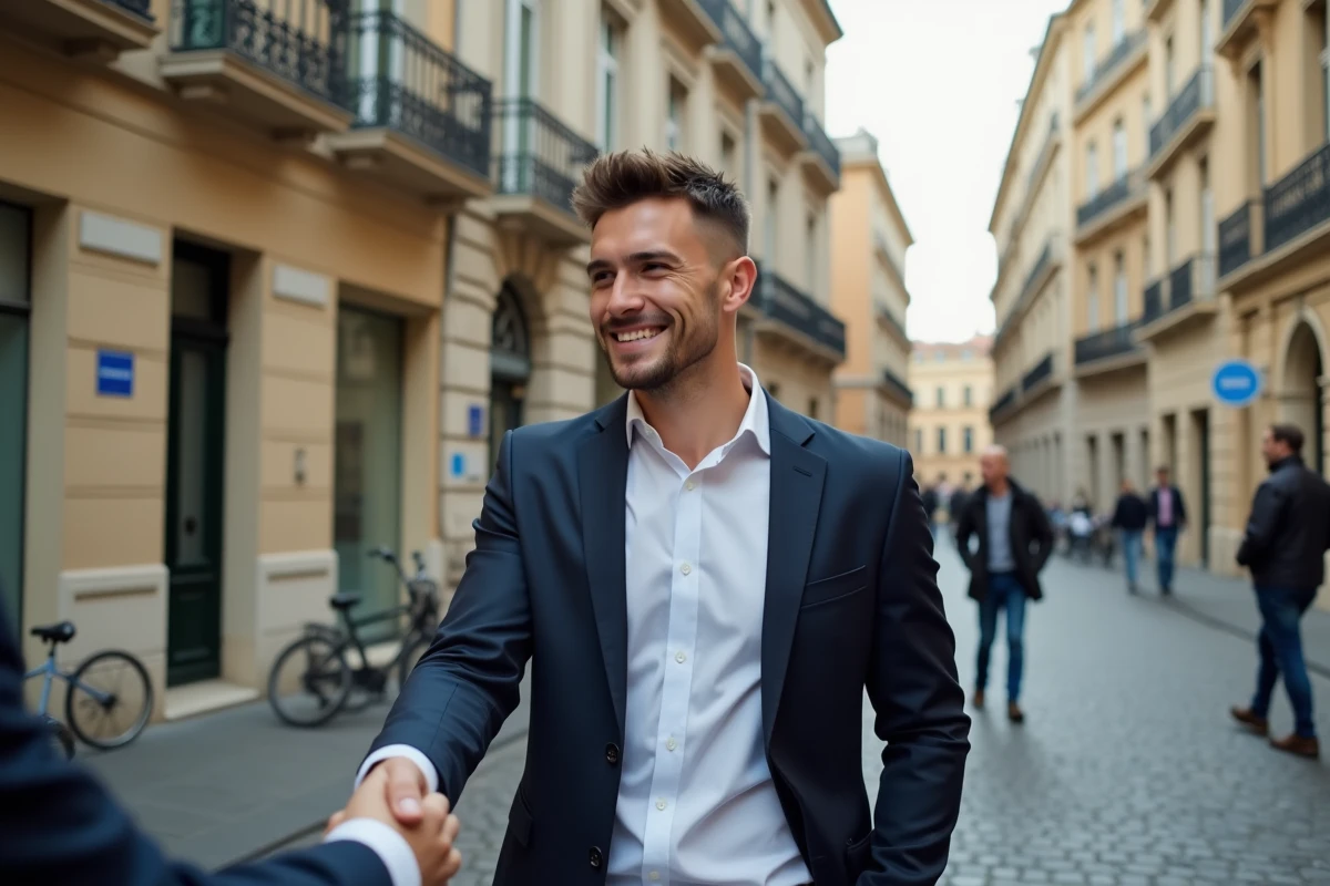 Jeune homme serrant la main d