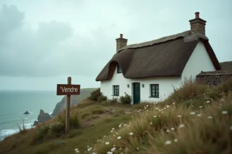 Maison normande traditionnelle à vendre sur la côte d'Albâtre avec vue sur la mer et falaises de craie