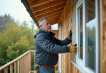 Les exigences de la norme d’isolation des murs extérieurs 2025 pour une maison éco-énergétique Ouvrier installant isolation sur mur extérieur maison