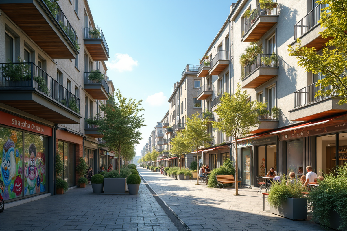 Paysage urbain avec anciens et nouveaux bâtiments écologiques