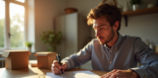 Personne signant un contrat de location à la maison