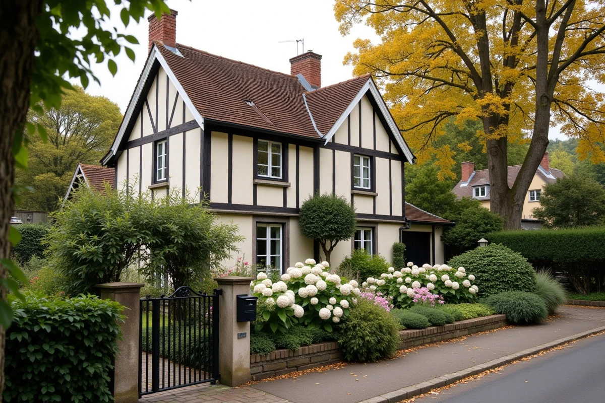 Villa normande à colombages à vendre à Deauville sur la côte Fleurie avec jardin fleuri